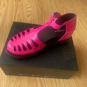 Lamoda Pink Patent Platform Buckle Sandal